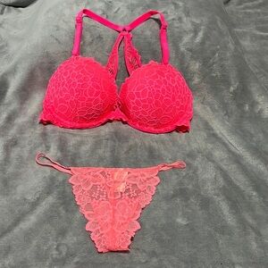 Y2K PINK By Victoria Secret Lace Bra and Pantie Set
